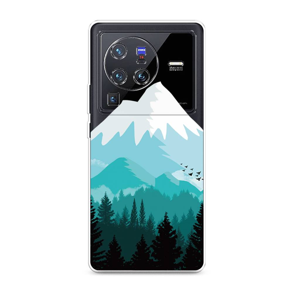 

Чехол на Vivo X80 Pro "Синяя снежная гора", Белый;голубой, 266650-2