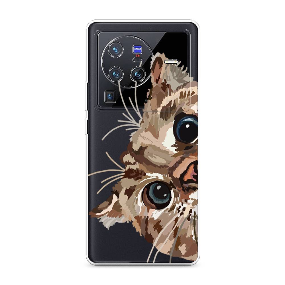 

Чехол на Vivo X80 Pro "Любопытный кот", Коричневый;синий;черный, 266650-1