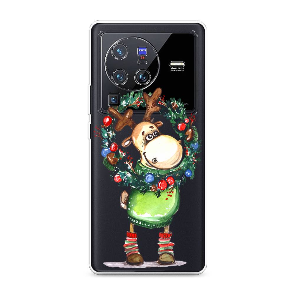 

Чехол на Vivo X80 Pro "Олень с новогодним венком", 266650-4
