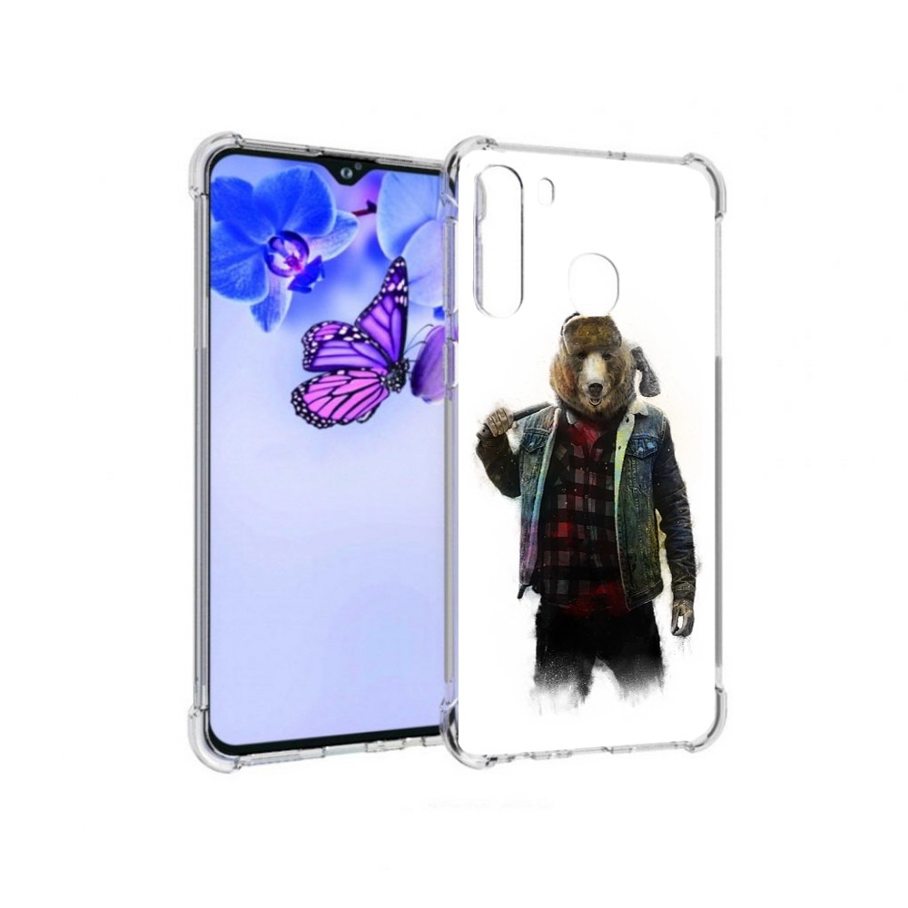 

Чехол MyPads Tocco для Samsung Galaxy A21 медведь с топором (PT226904.547.469), Прозрачный, Tocco