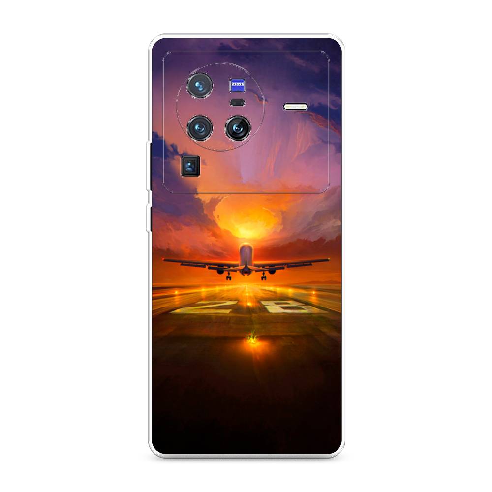 

Чехол на Vivo X80 Pro "Самолет на посадке", Оранжевый;синий, 266650-6