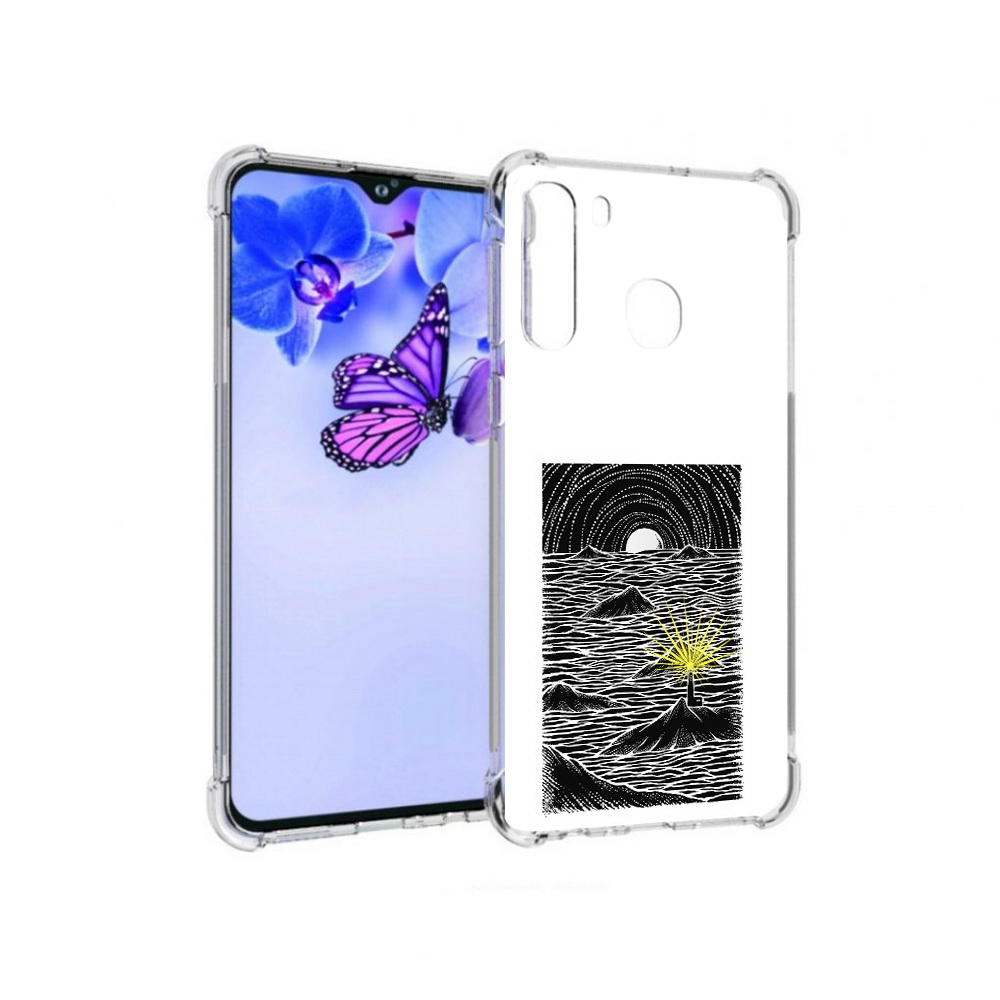 

Чехол MyPads Tocco для Samsung Galaxy A21 маяк в черно белом море (PT226904.547.460), Прозрачный, Tocco