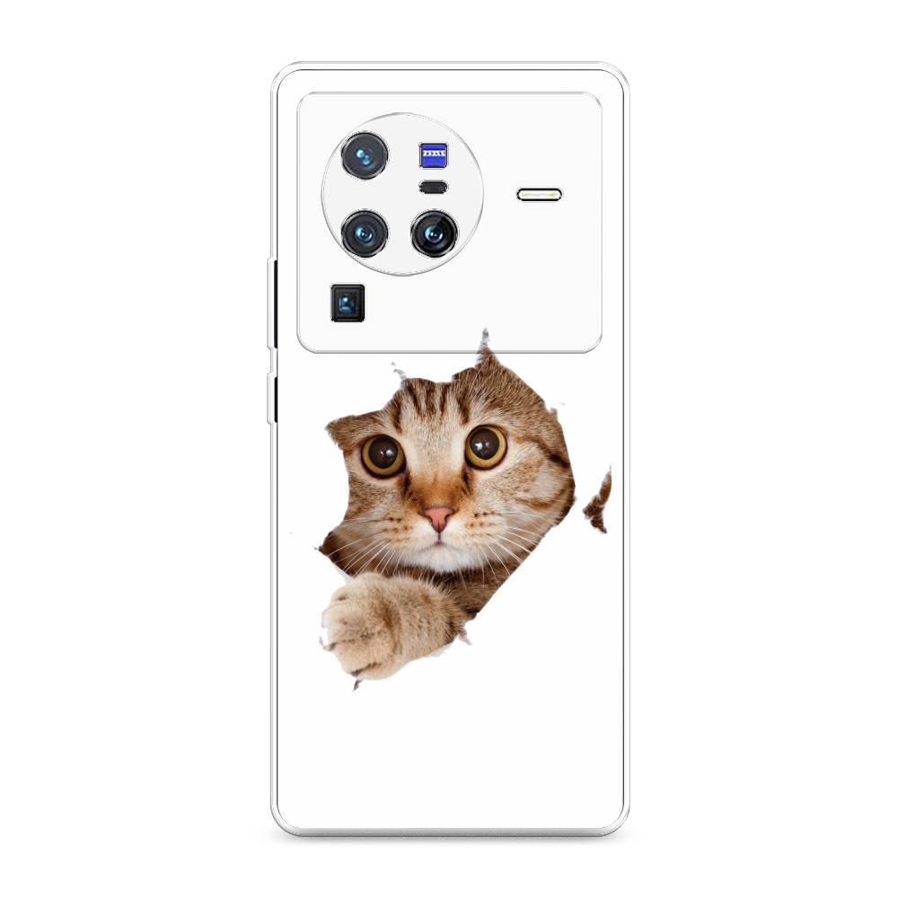 

Чехол на Vivo X80 Pro "Кот и бумага", Белый;коричневый, 266650-1