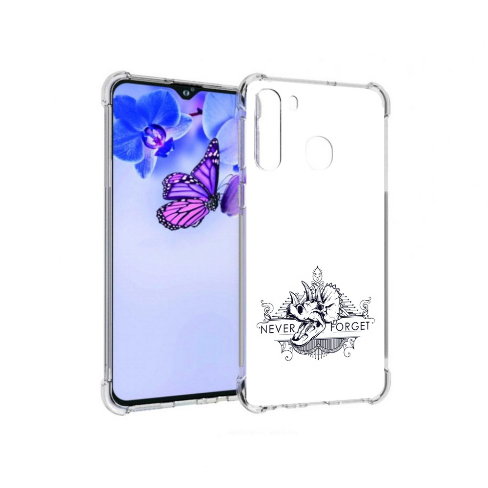 

Чехол MyPads Tocco для Samsung Galaxy A21 логотип носорога никогда не забуду, Прозрачный, Tocco