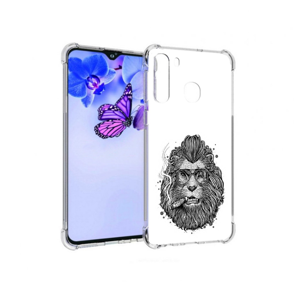 

Чехол MyPads Tocco для Samsung Galaxy A21 курящий лев (PT226904.547.432), Прозрачный, Tocco