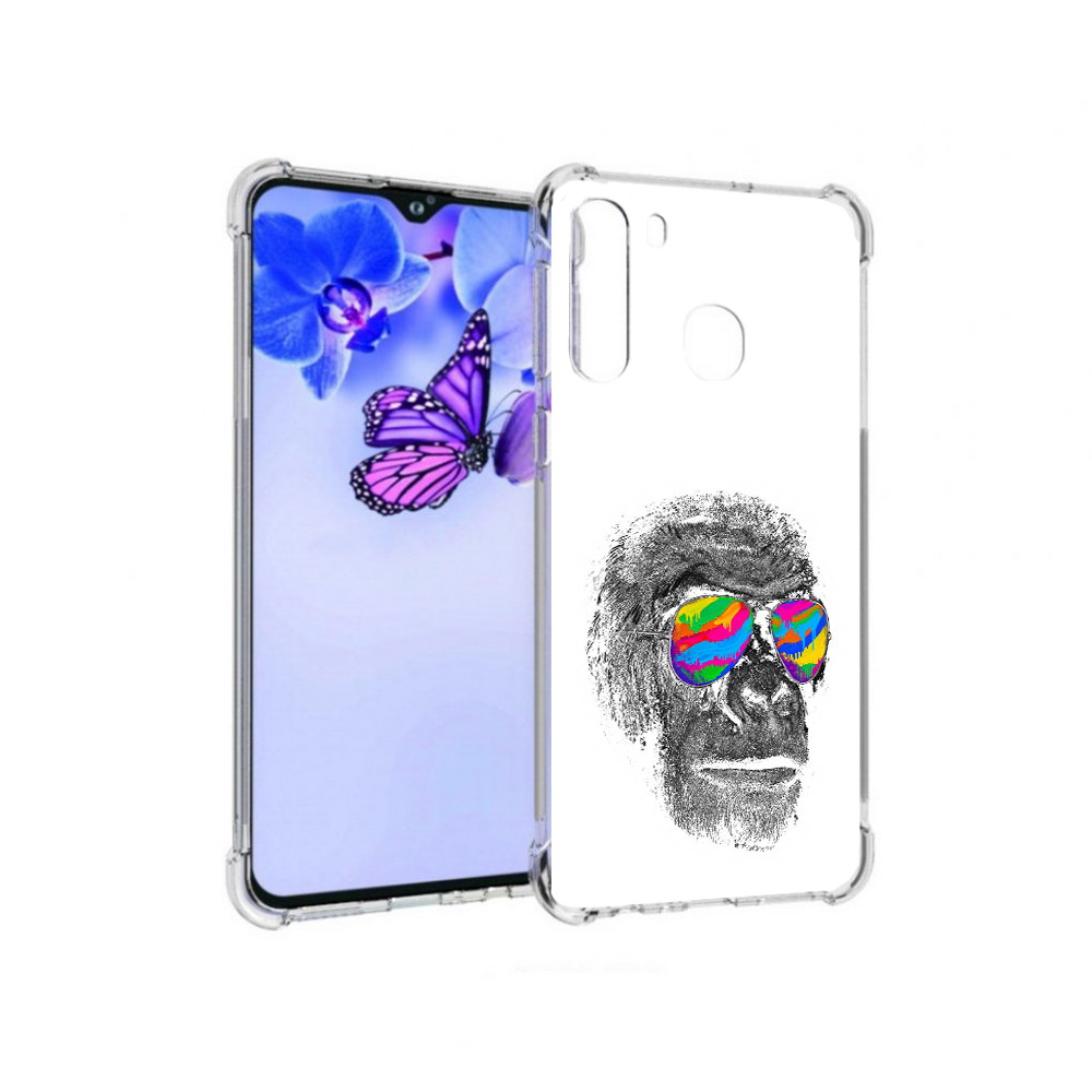

Чехол MyPads Tocco для Samsung Galaxy A21 крутая обезьяна в очках (PT226904.547.422), Прозрачный, Tocco