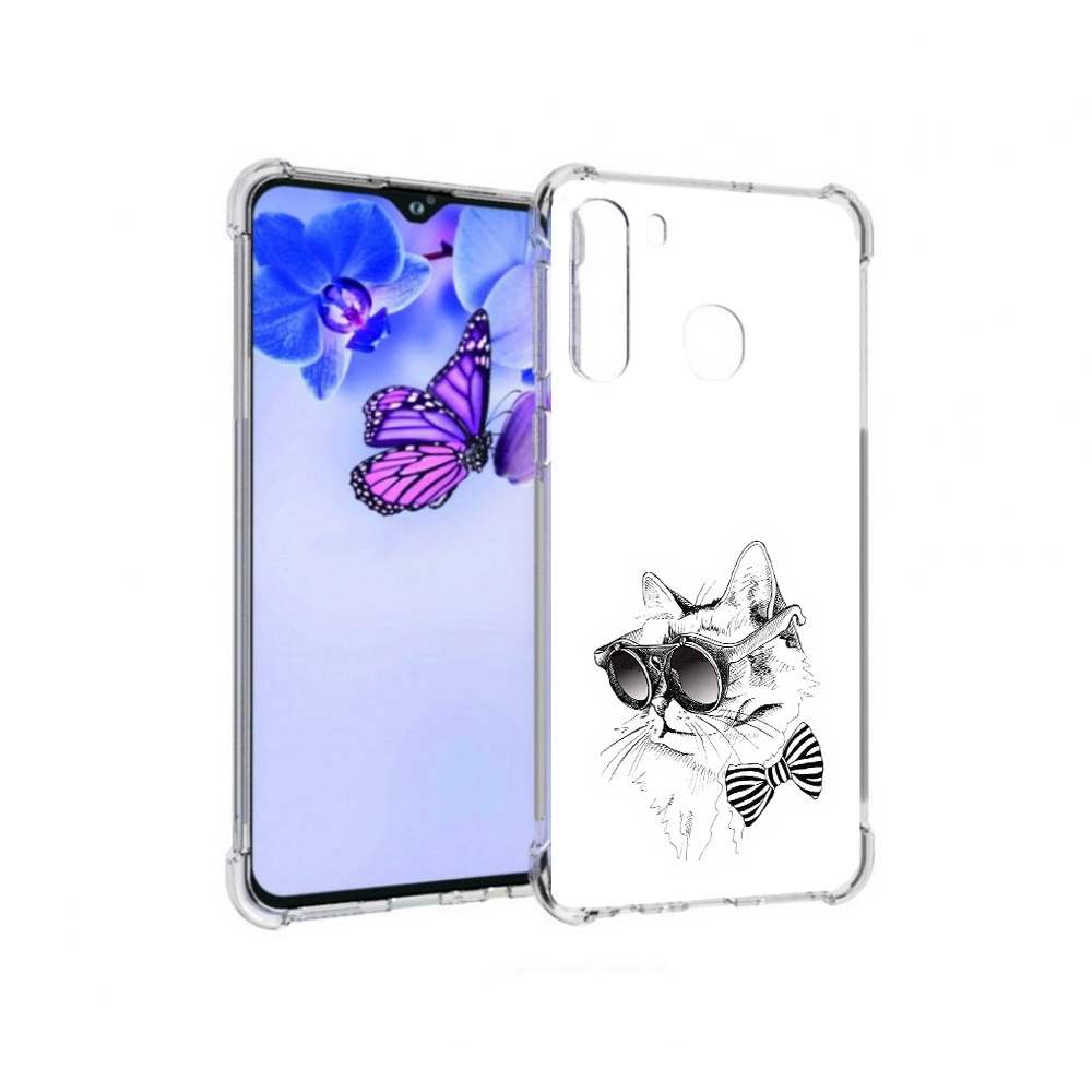

Чехол MyPads Tocco для Samsung Galaxy A21 крутая кошка в очках (PT226904.547.421), Прозрачный, Tocco