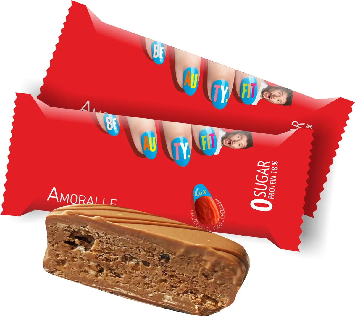 

Beauty.Fit, Amoralle Protein Bar без сахара, 75г (Фундук-Ягоды Годжи)