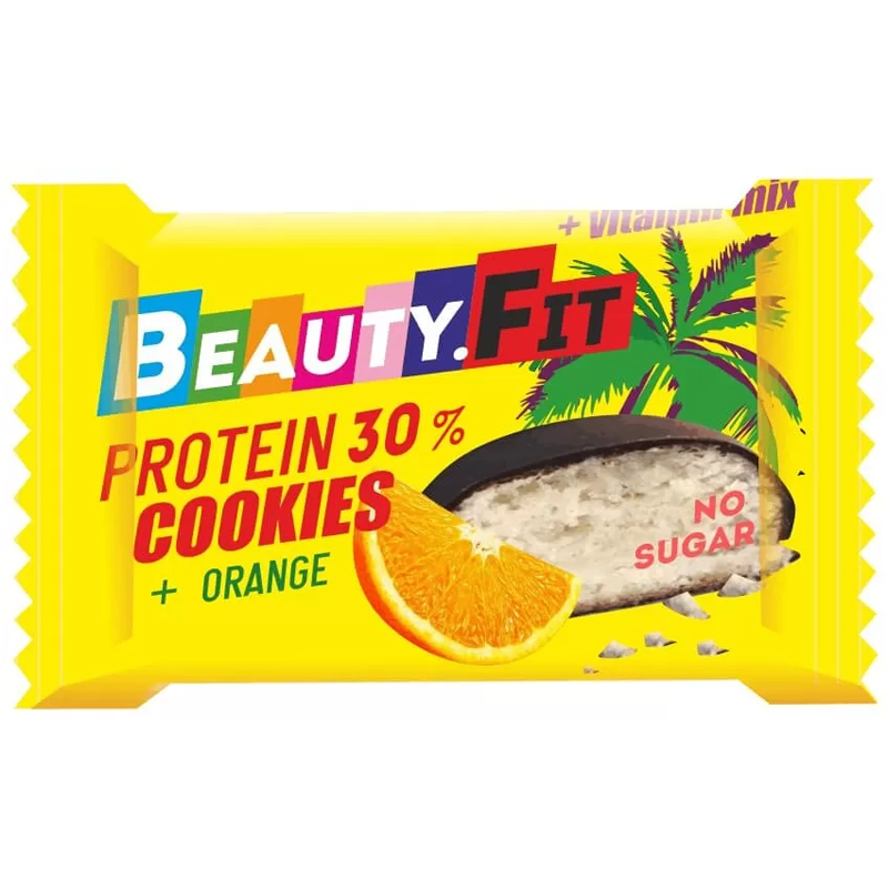 фото Beauty.fit, protein 30% cookies, протеиновое кокосовое печенье, 40г (апельсин)