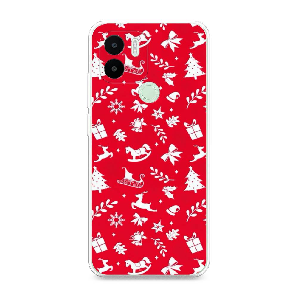 

Чехол на Redmi A1+ "Красный новогодний фон", Красный;белый, 316750-5