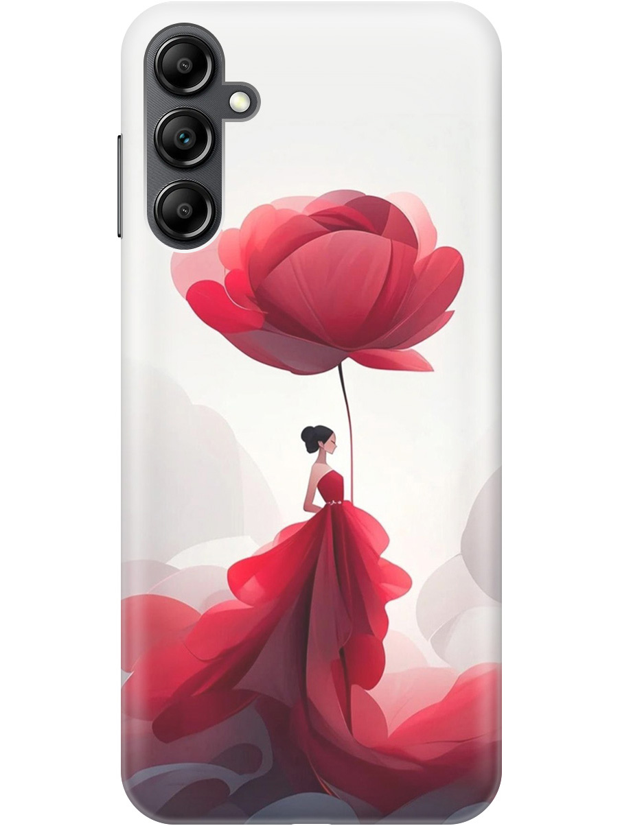 

Силиконовый чехол на Samsung Galaxy A14 с рисунком "Цветочная девушка в красном", Белый;красный, 20001144