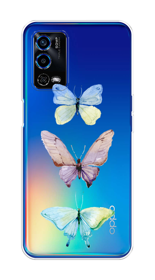 

Чехол на Oppo A55 4G "Акварельные бабочки", Бирюзовый;розовый, 259150-1