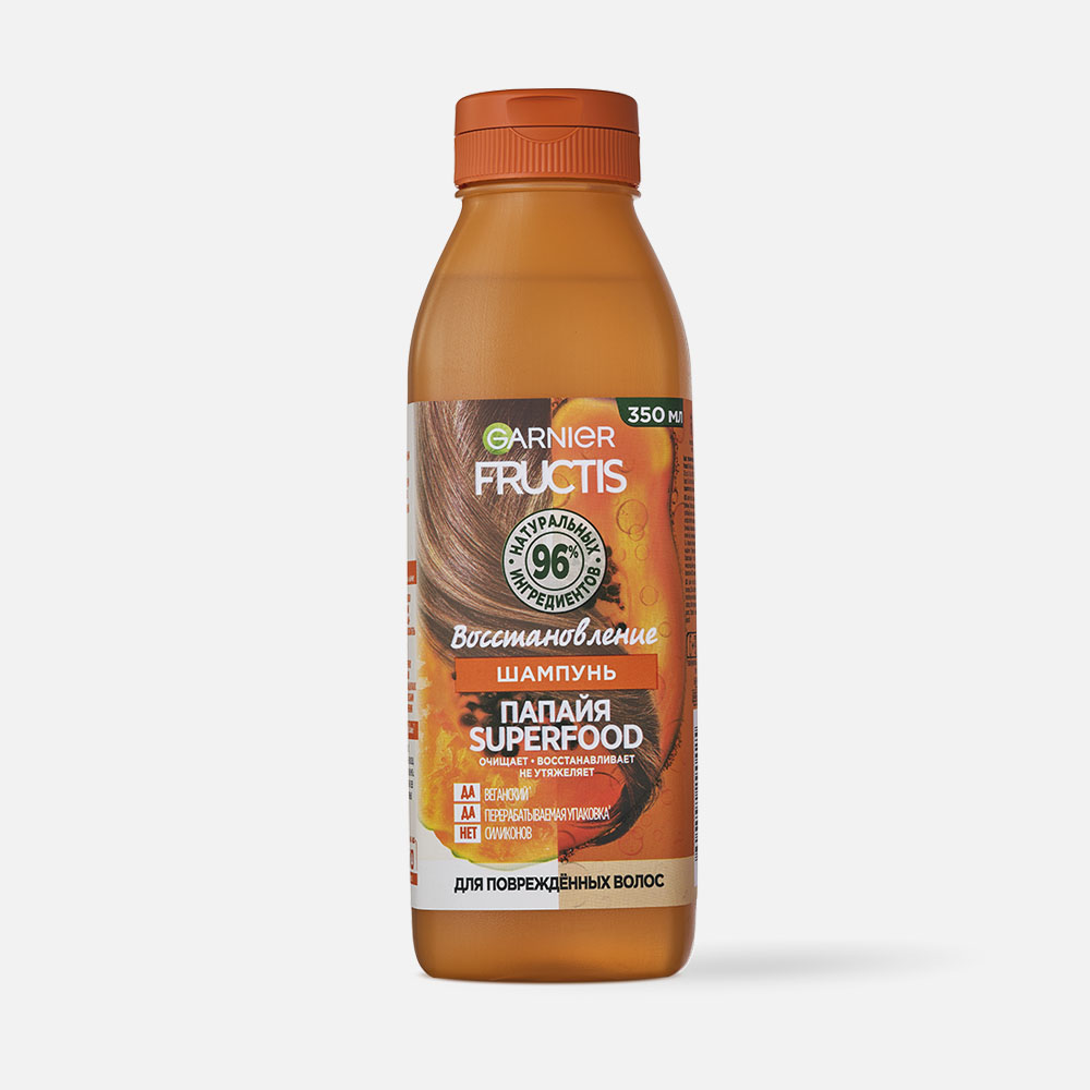 

Шампунь Garnier Fructis, папайя superfood, восстановление, для повреждённых волос, 350 мл, Fructis