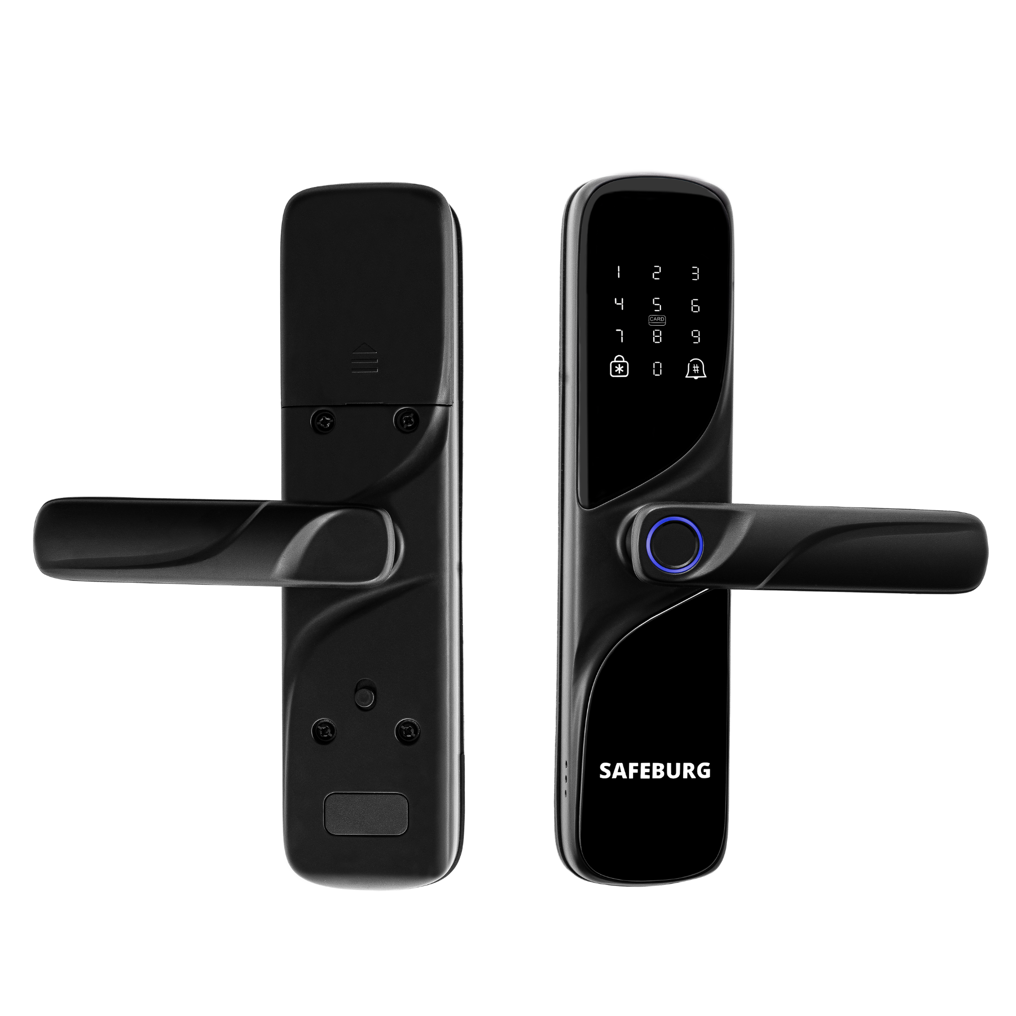 Электронный биометрический дверной замок SAFEBURG SMART X-1, с отпечатком пальца и картой умный замок safeburg smart h3 электронный замок со сканером отпечатка пальца