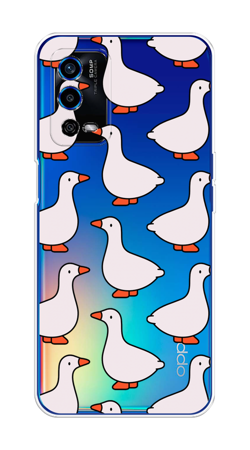 

Чехол на Oppo A55 4G "Гуси", Прозрачный;белый;оранжевый, 259150-1