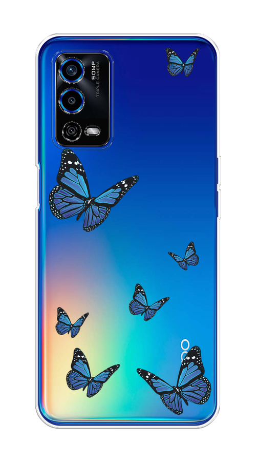 

Чехол на Oppo A55 4G "Blue butterflies", Синий;черный, 259150-1