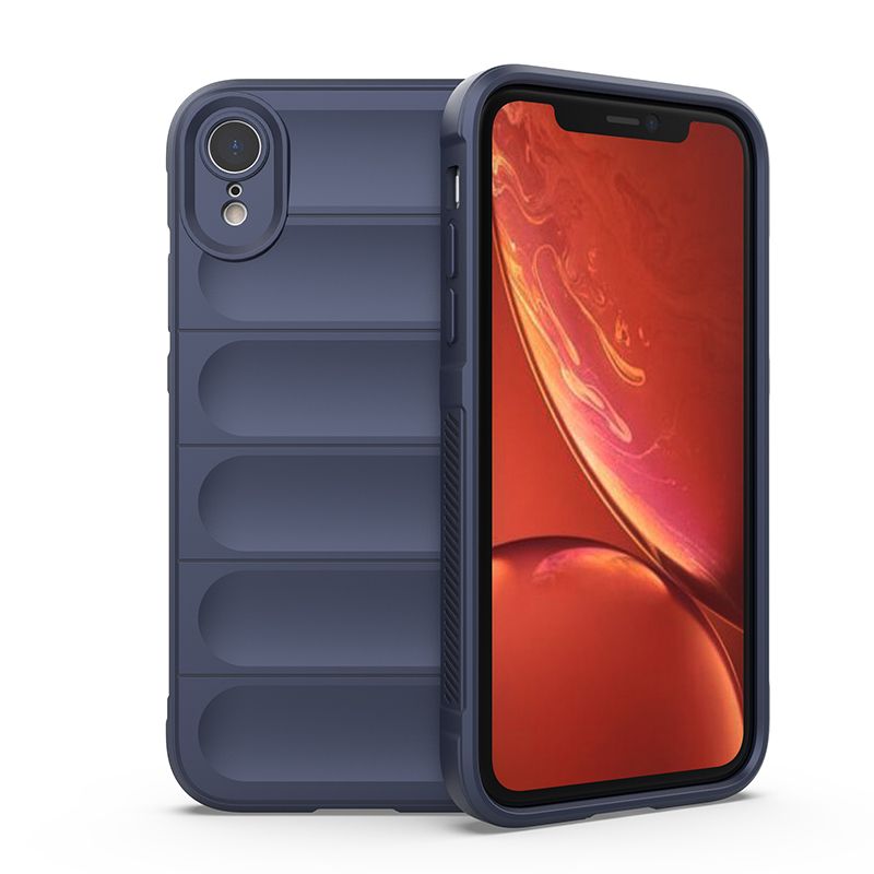 фото Чехол flexible case для iphone xr синий black panther