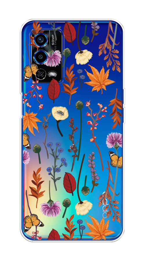 

Чехол на Oppo A55 4G "Orange Purple flowers", Оранжевый;красный;розовый;желтый;прозрачный, 259150-1