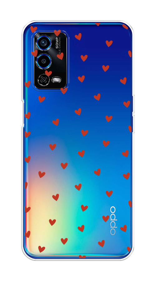 

Чехол на Oppo A55 4G "Red hearts", Красный;прозрачный, 259150-1