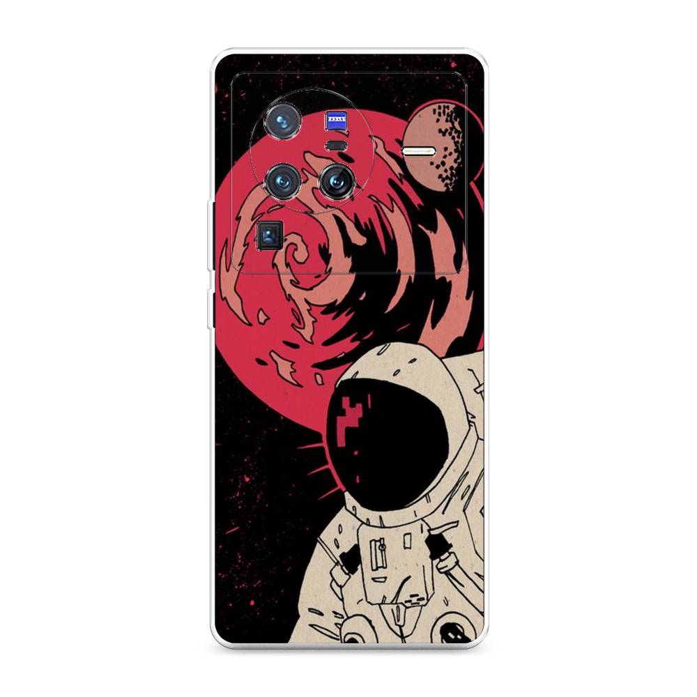 

Чехол на Vivo X80 Pro "Космонавт возле Марса", Черный;красный, 266650-2