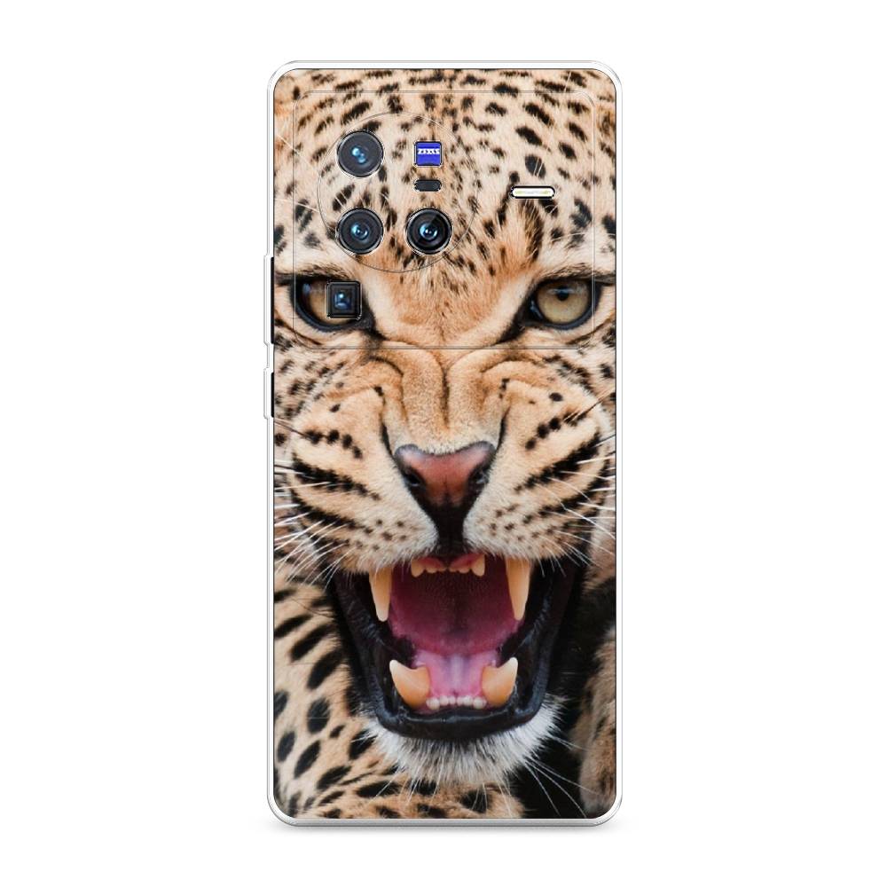 

Чехол на Vivo X80 Pro "Леопард 3d", Бежевый;черный, 266650-6