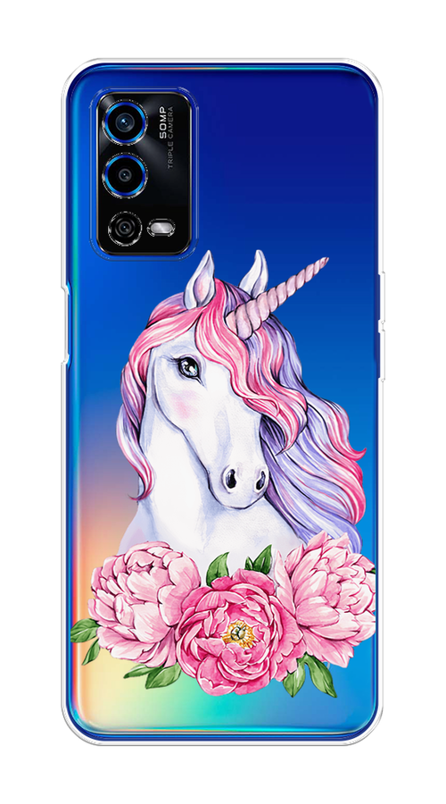 

Чехол на Oppo A55 4G "Единорог с пионами", 259150-1