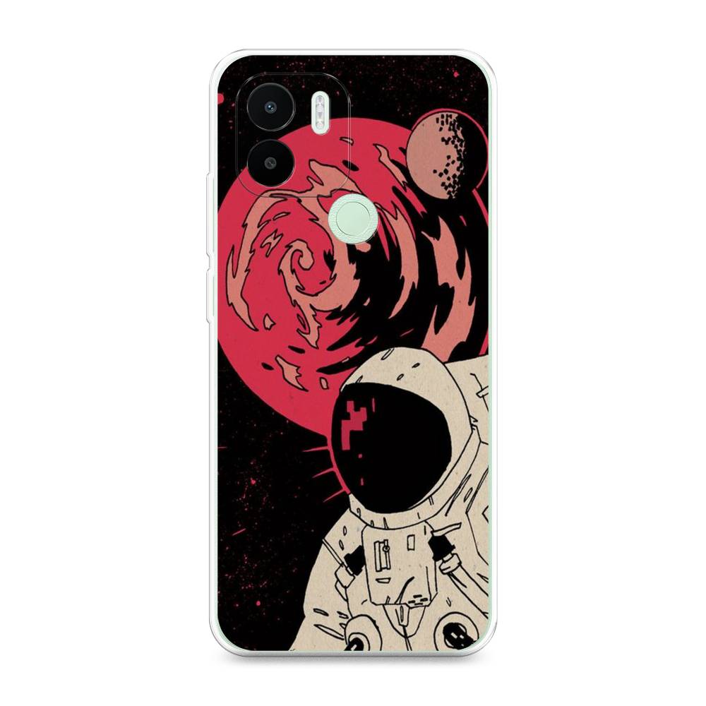 

Чехол на Redmi A1+ "Космонавт возле Марса", Черный;красный, 316750-2