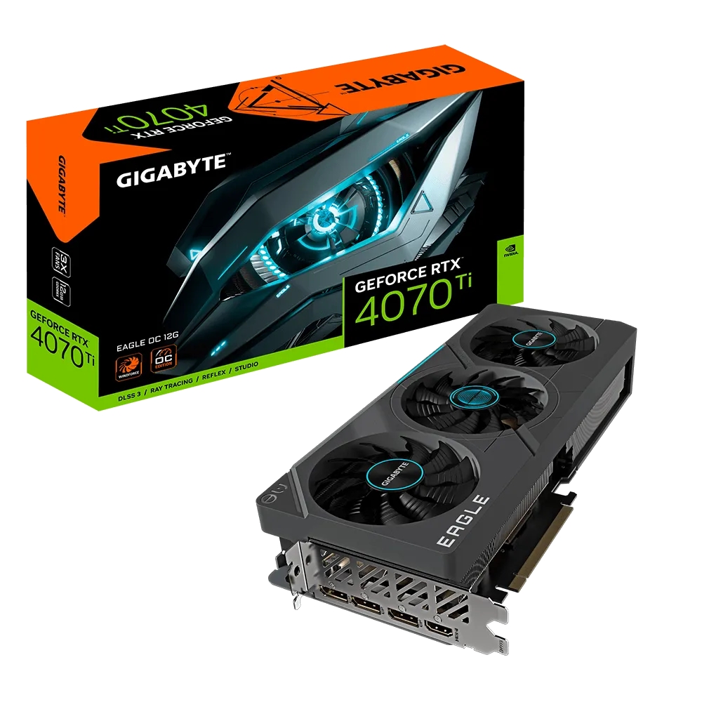 

Видеокарта GIGABYTE NVIDIA GeForce RTX 4070 Ti EAGLE OC (GV-N407TEAGLE OC-12GD), Черный, GeForce RTX 4070 Ti EAGLE OC