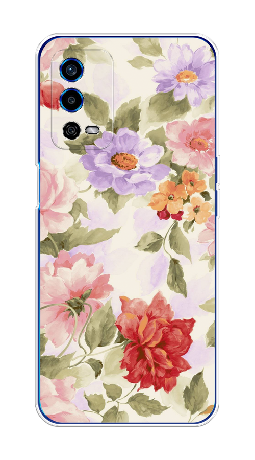

Чехол на Oppo A55 4G "Акварельные пионы", Розовый;бежевый, 259150-1
