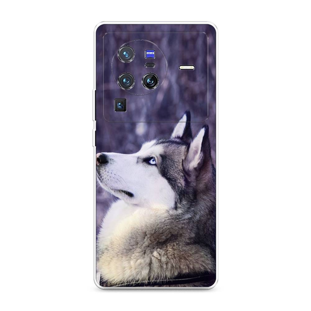 

Чехол на Vivo X80 Pro "Хаски 1", Фиолетовый;белый, 266650-1