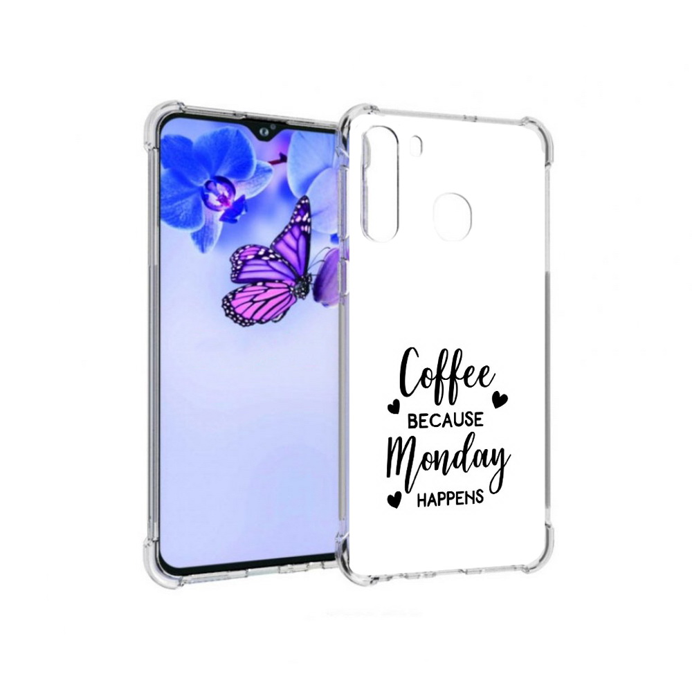 

Чехол MyPads Tocco для Samsung Galaxy A21 кофе и понедельник стал счастливым, Прозрачный, Tocco