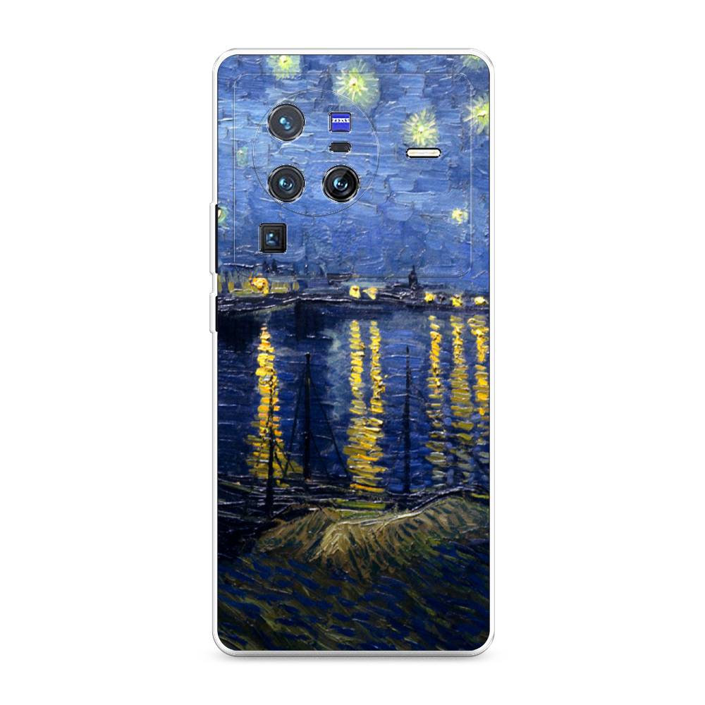 

Чехол на Vivo X80 Pro "Звездная ночь над Роной", Синий;желтый, 266650-4