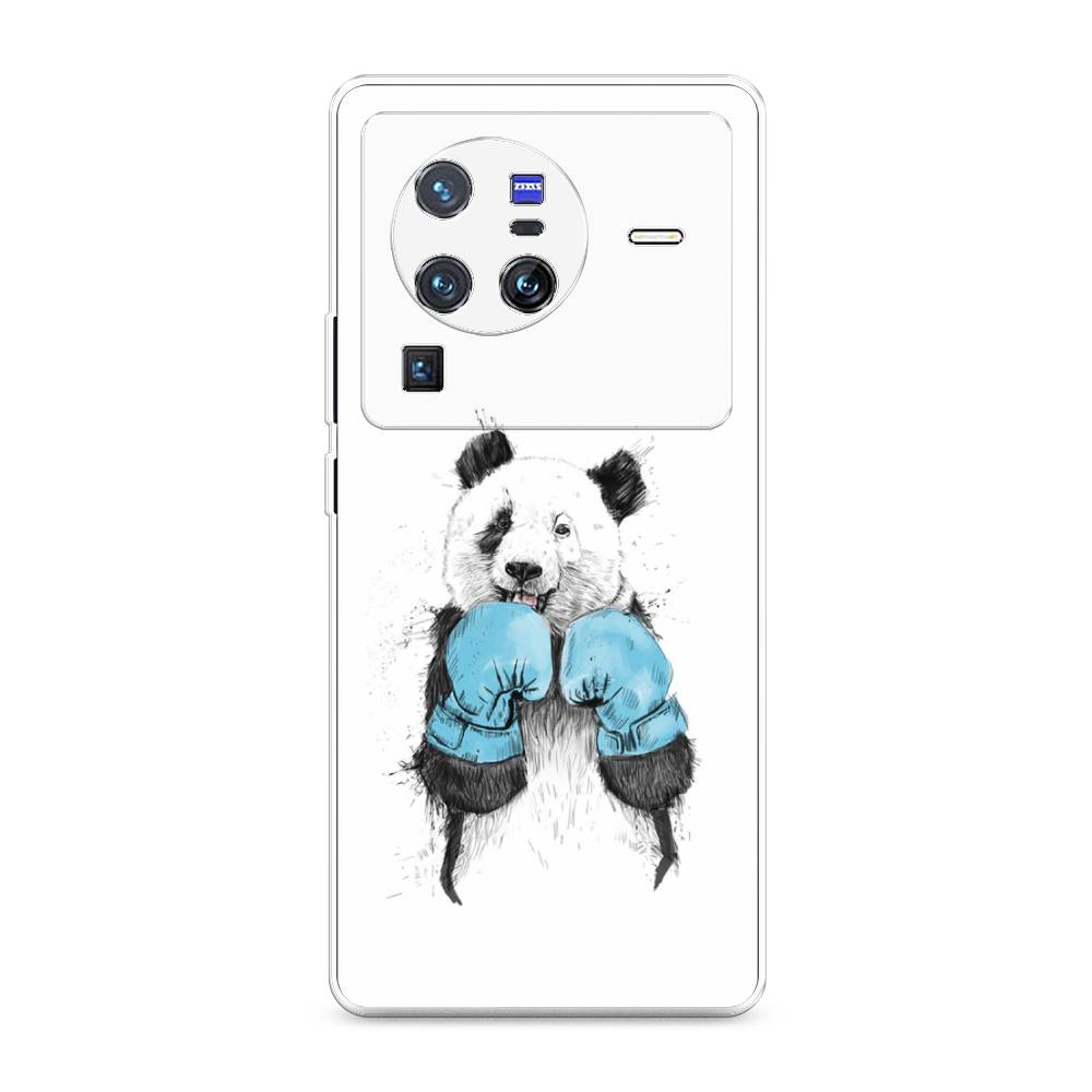 

Чехол на Vivo X80 Pro "Панда боксер", Голубой;белый;серый, 266650-1