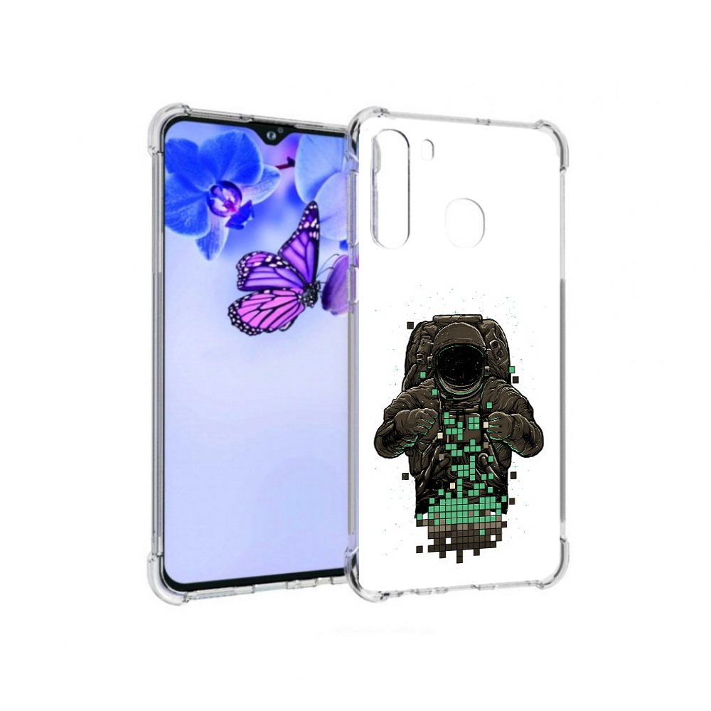 

Чехол MyPads Tocco для Samsung Galaxy A21 космонавт с пикселями (PT226904.547.394), Прозрачный, Tocco