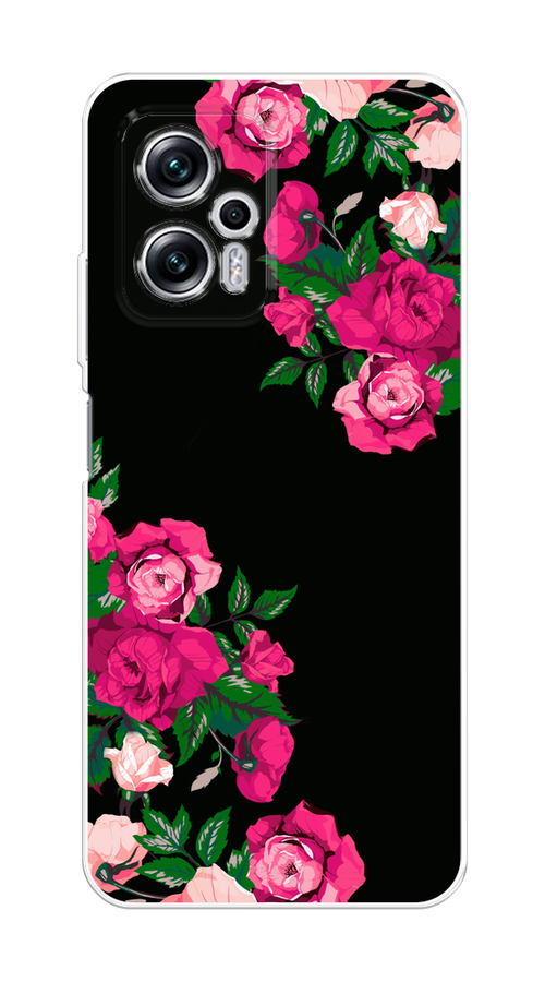 

Чехол на Poco X4 GT/Redmi Note 11T Pro/11T Pro Plus "Розы фуксия", Черный;розовый;зеленый, 315450-1