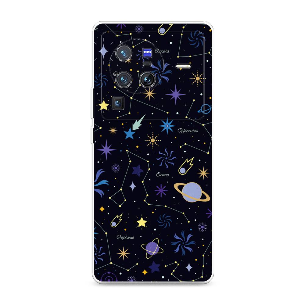 

Чехол на Vivo X80 Pro "Цветной космос", Желтый, 266650-2