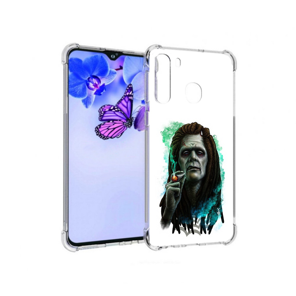 

Чехол MyPads Tocco для Samsung Galaxy A21 зеленый мужчина с сигаретой (PT226904.547.360), Прозрачный, Tocco