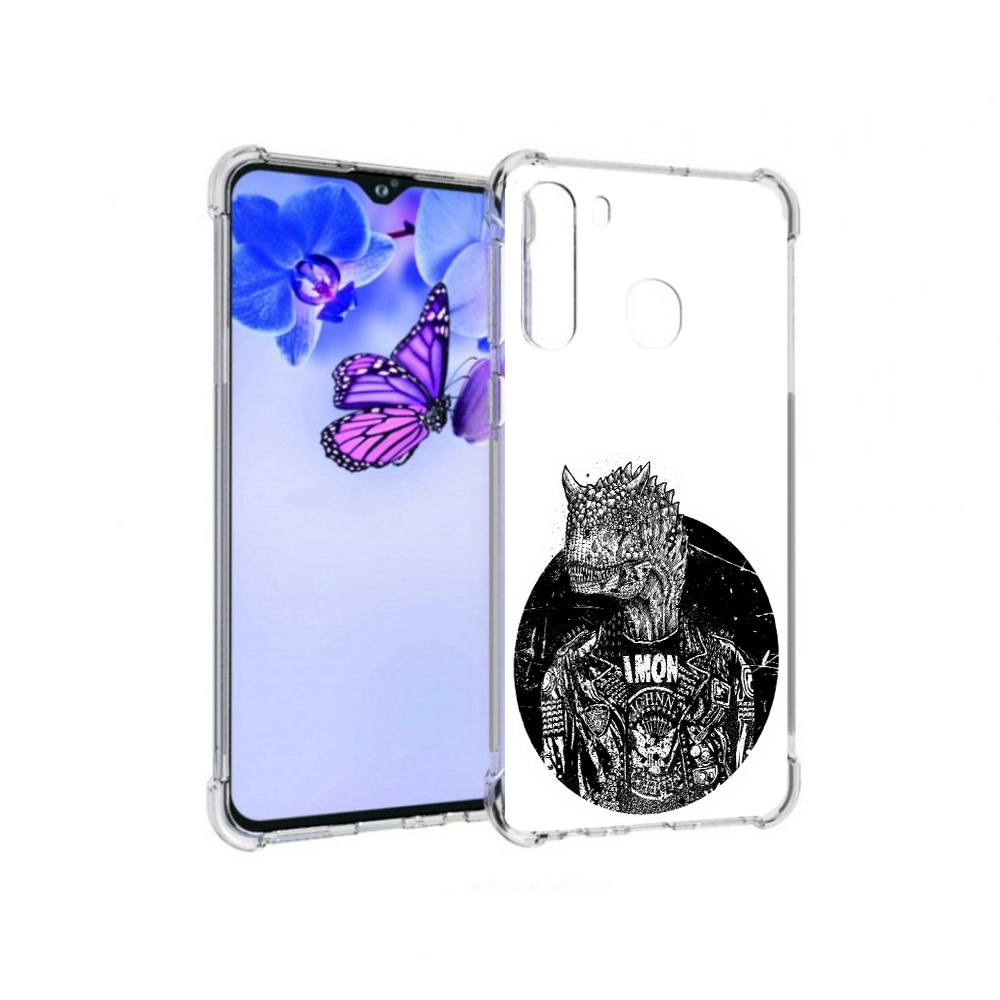 

Чехол MyPads Tocco для Samsung Galaxy A21 динозавр в куртке (PT226904.547.328), Прозрачный, Tocco