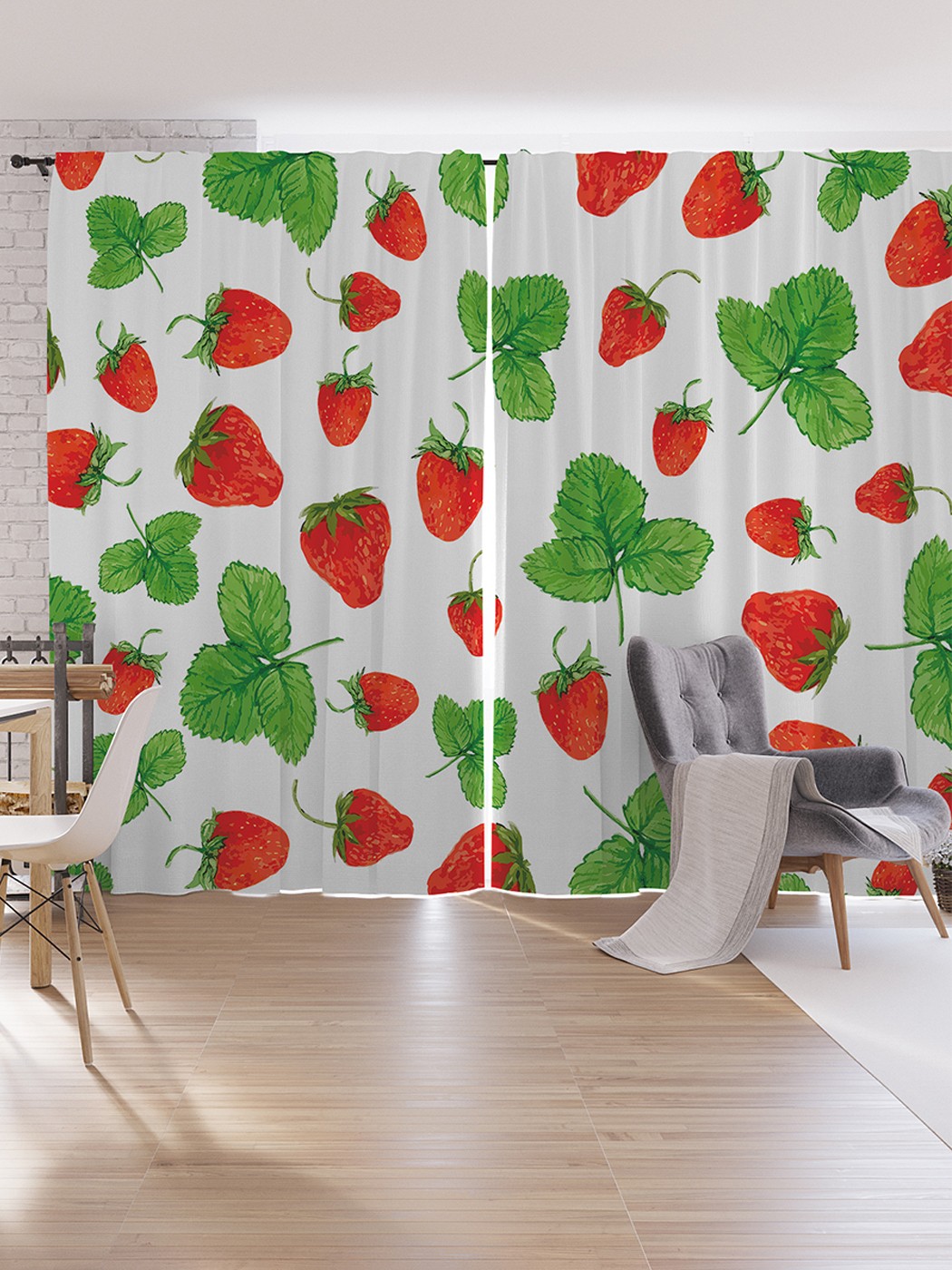 

Шторы под лён JoyArty "Долина земляники", серия Oxford DeLux, 340х265 см, Долина земляники