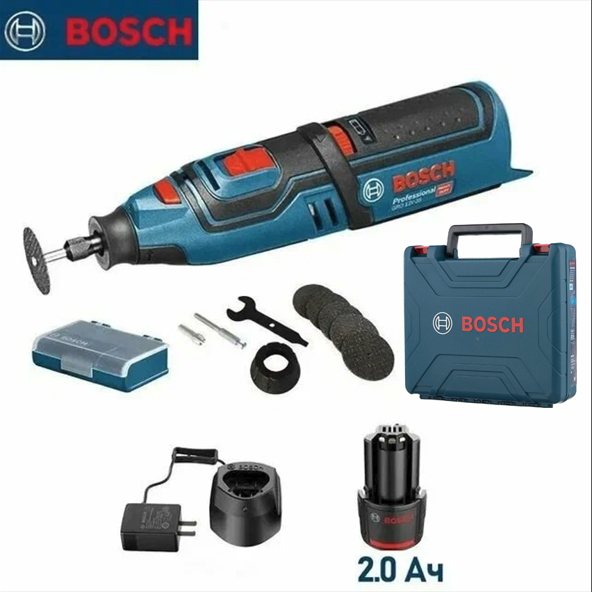 Аккумуляторная прямая шлифовальная машина BOSCH GRO 12V-35, 12В (1 АКБх2Ah, ЗУ, кейс)