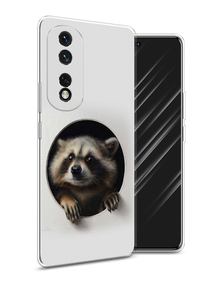 

Чехол Awog на Honor 80 Pro "Любопытный енот", Коричневый;черный;белый, 6120450-1