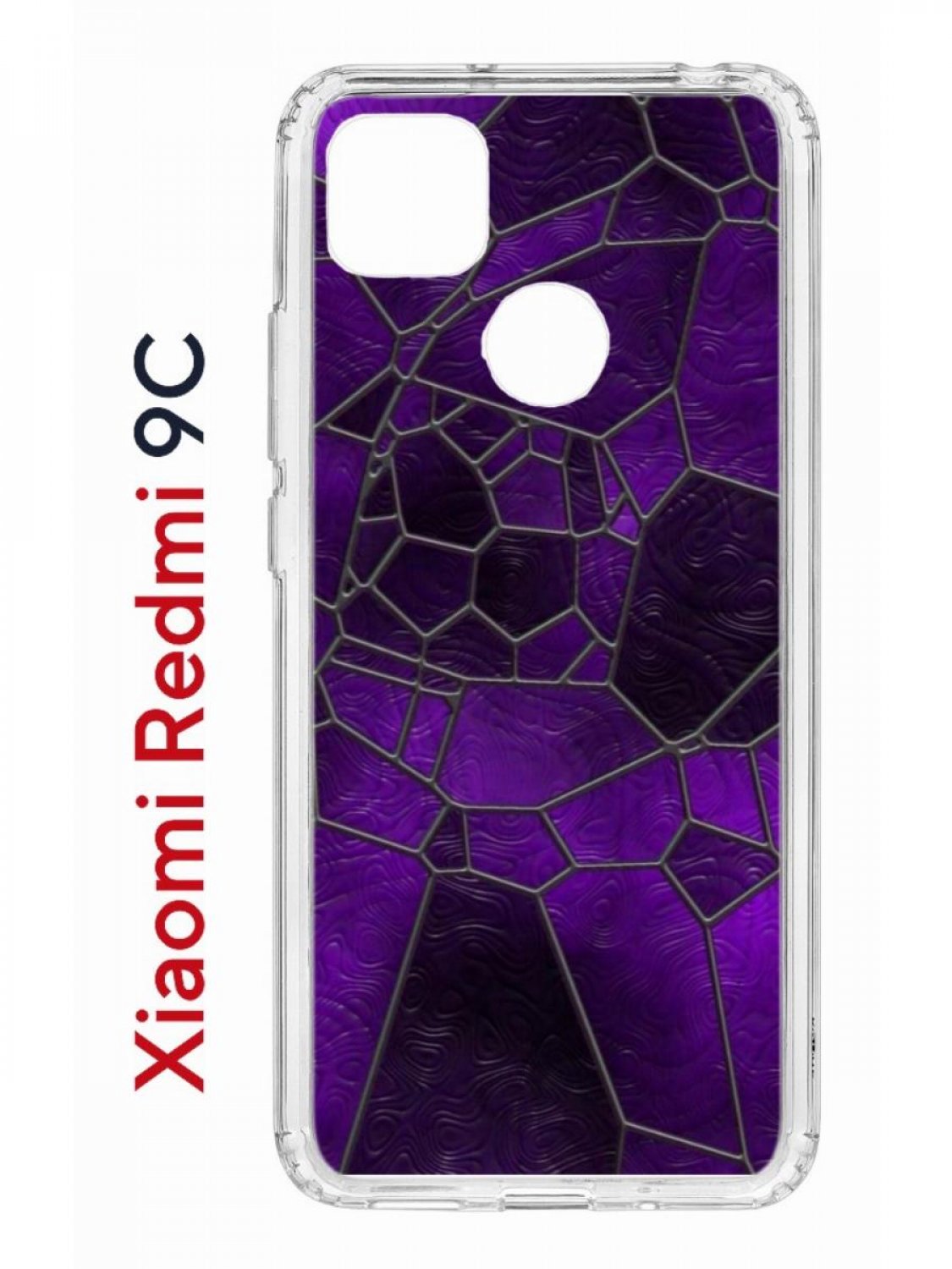 Чехол на Redmi 9C с принтом Kruche Print Витраж,противоударный бампер с защитой камеры