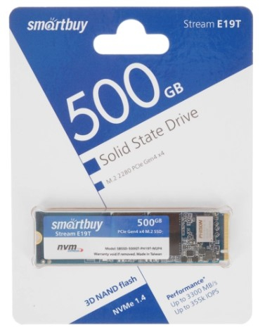 

SSD накопитель Smart Buy Stream E19T 500 ГБ (SBSSD-500GT-PH19T-M2P4), Stream E19T