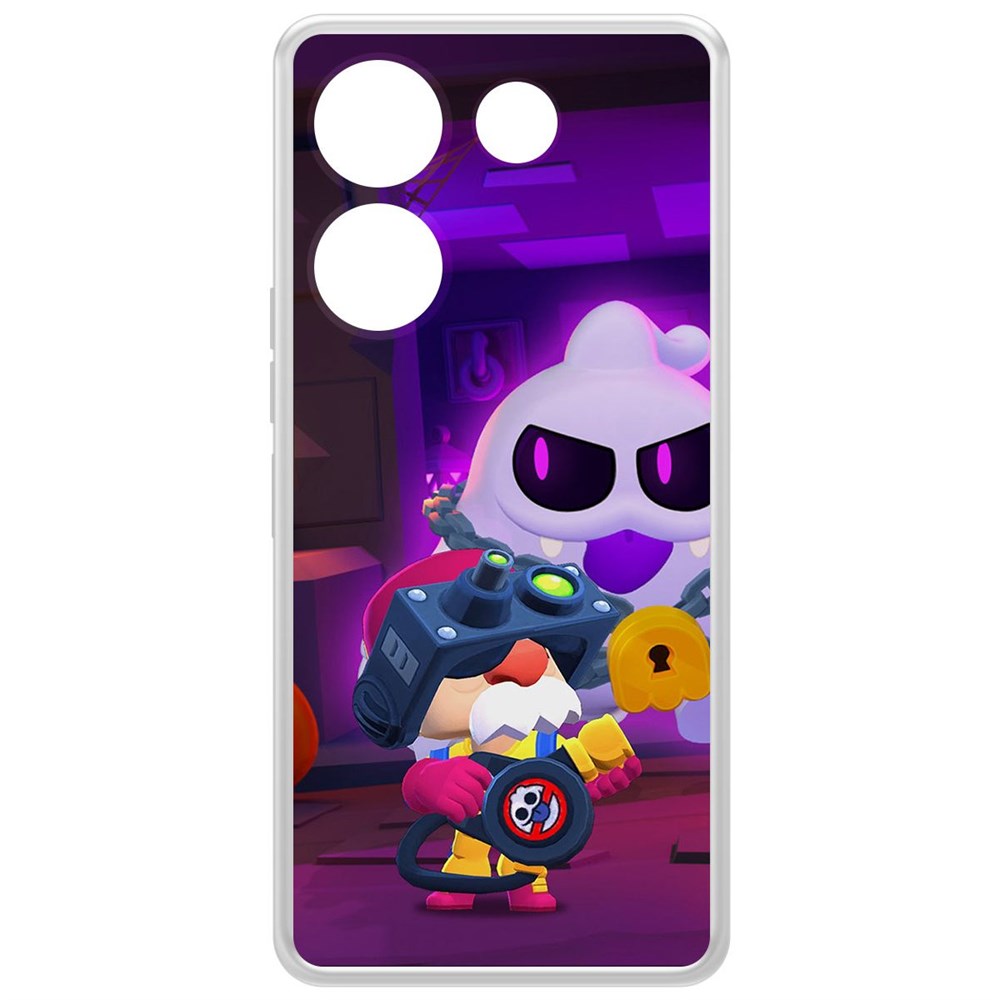 

Чехол-накладка Clear Case Brawl Stars-Охотник за Скуиками Гэйл для Tecno Camon 20 Pro, Прозрачный