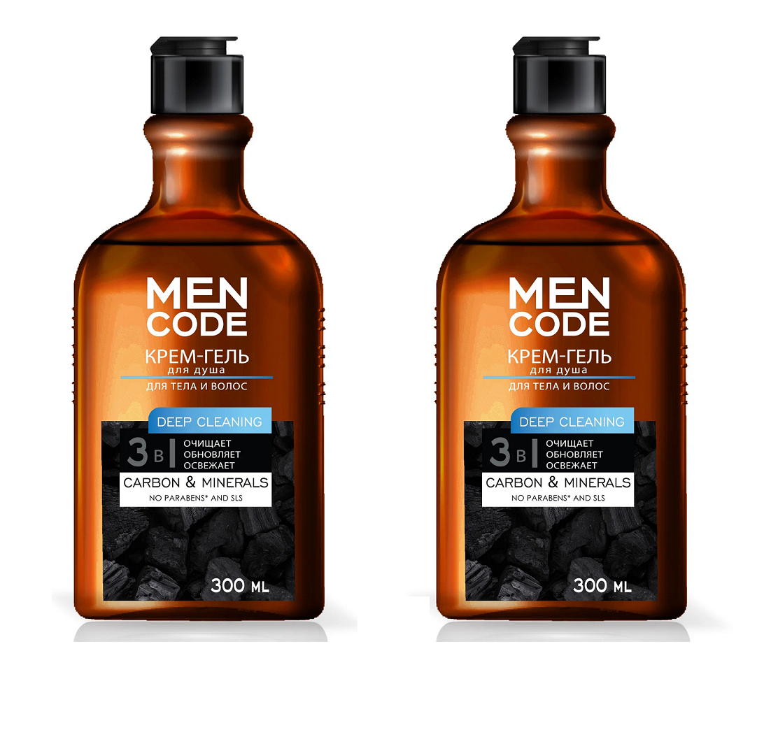 Крем-гель для душа Men Code Deep Cleaning с экстрактами угля и минералов 300 мл 2 шт