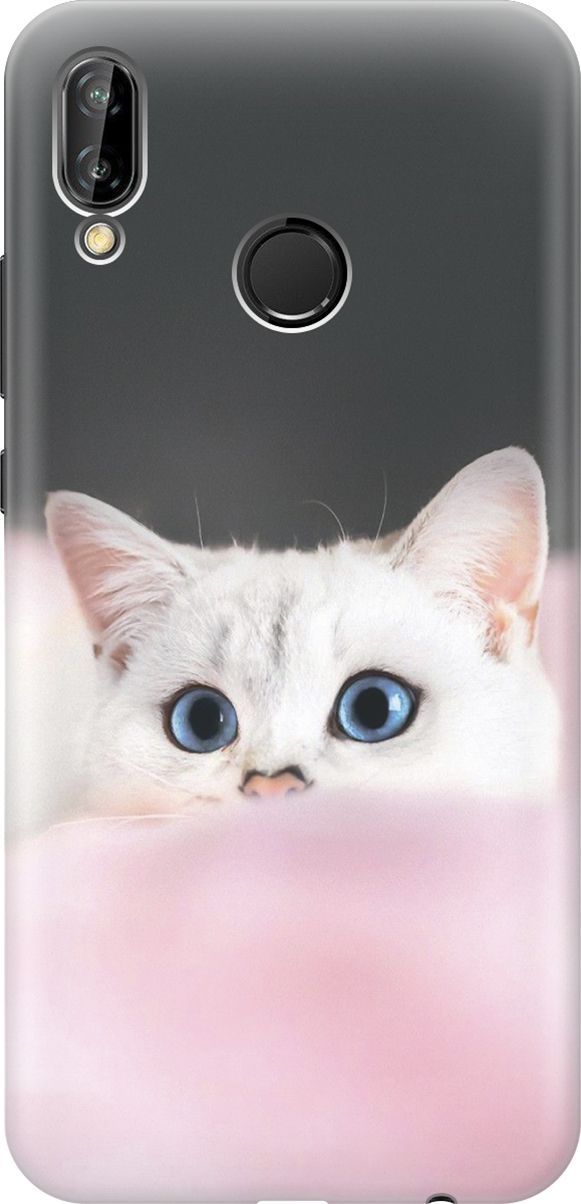 

Чехол на Huawei P20 Lite/Nova 3e "Кот на розовом пледе", Белый;розовый, 2222