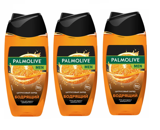 

Гель для душа Palmolive и шампунь Бодрящий цитрусовый заряд 2 в 1 250 мл 3 шт