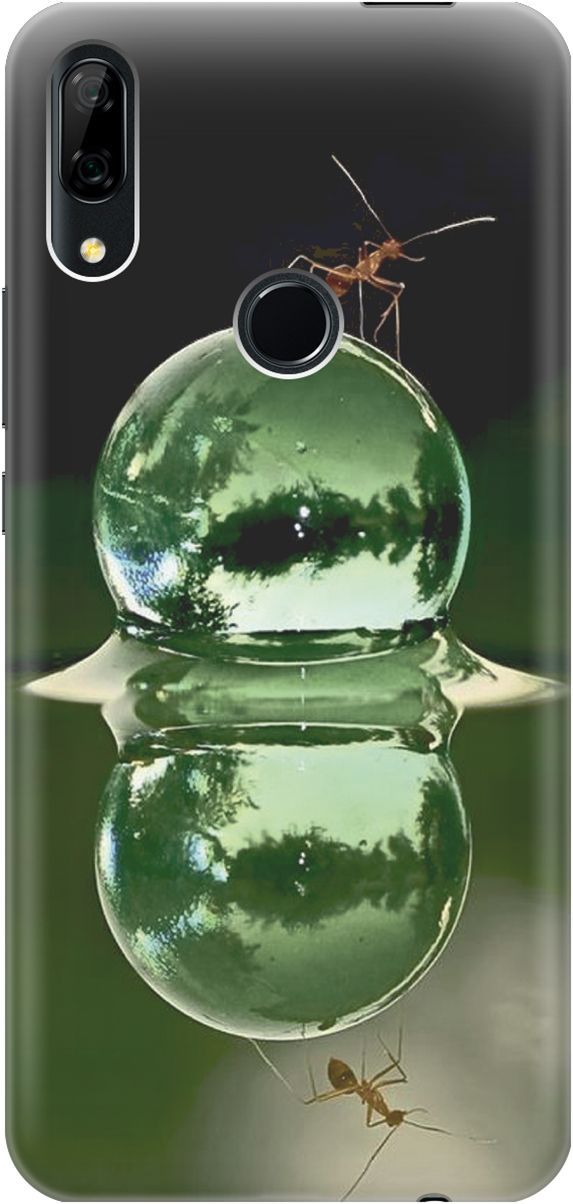 

Чехол на Honor 9X/9X Premium/Huawei P Smart Z/Y9 Prime (2019) "Жук на пузырьке", Зеленый;черный, 2221