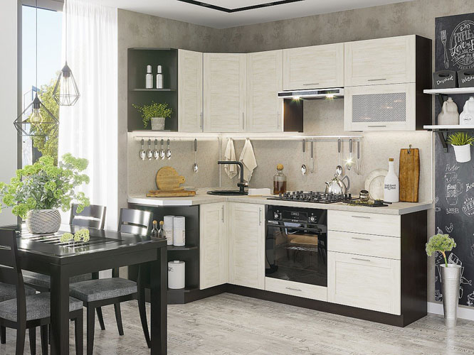 

Кухонный гарнитур Vivat Лофт-03 Nordic Oak без столешницы угловая
