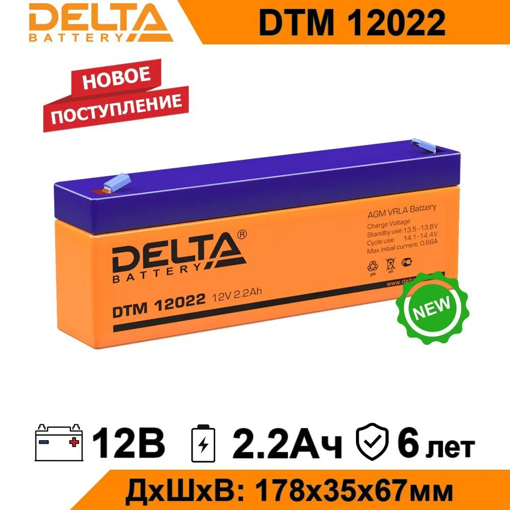 Аккумулятор для ИБП DELTA BATTERY DTM 12022 22 Ач 12 В DTM12022 2262₽